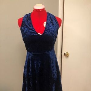 blue velvet skater dress